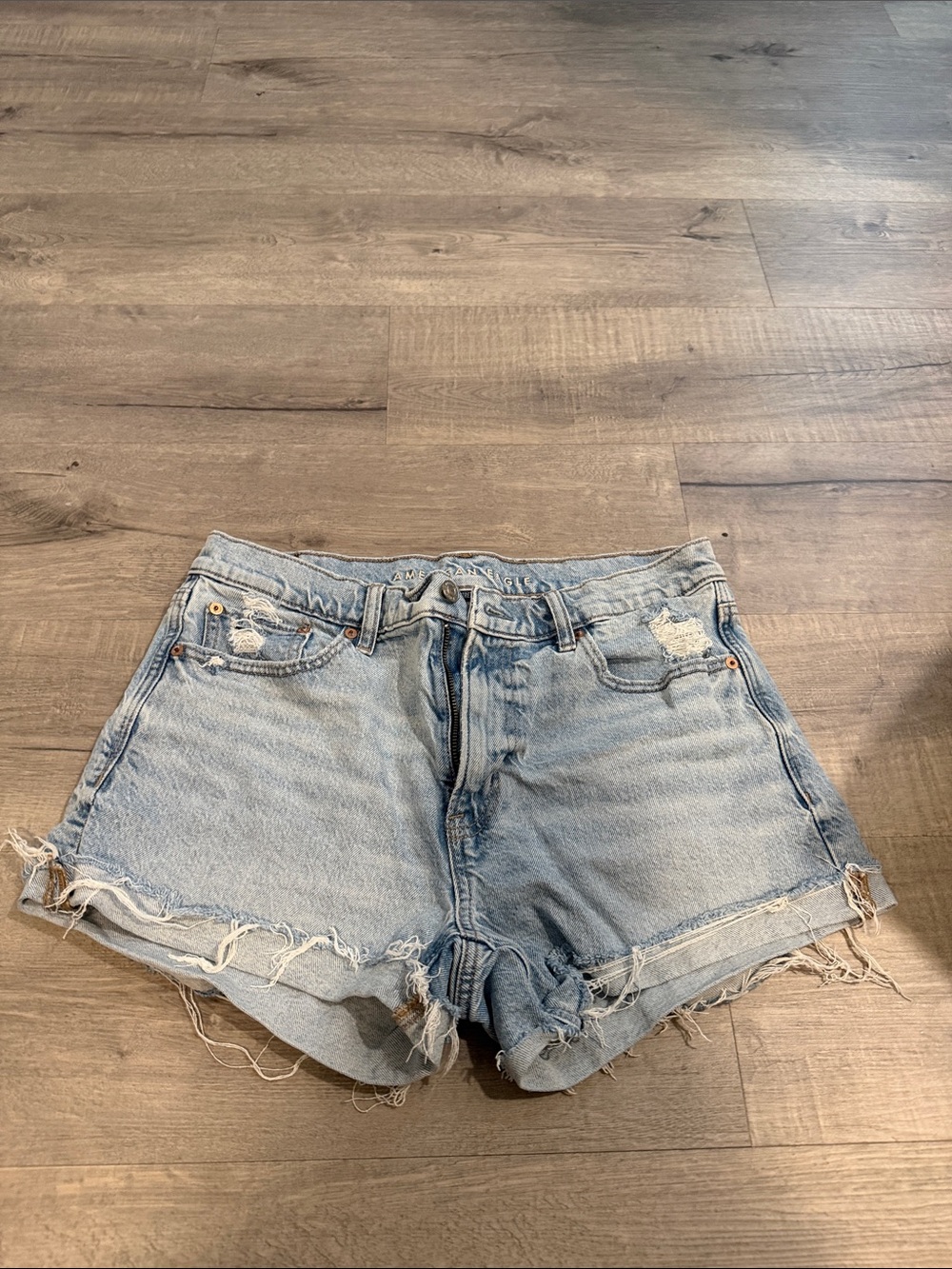 American Eagle Outfitters Light Blue Distressed Denim Shorts